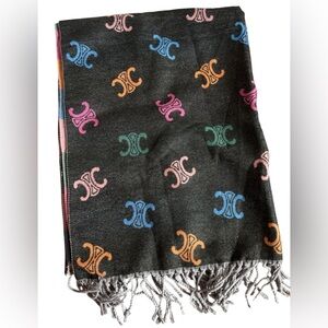 Fashion Lux Multicolor Logo Patterned Scarf